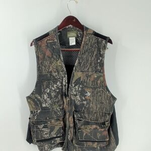 Vintage Quail Unlimited Performance Camouflage Hunting Vest Mossy Oak Break Up L